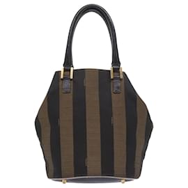 Fendi-FENDI Sac à main en toile Pecan Noir Marron Auth 54107-Marron,Noir