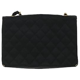 Chanel-CHANEL Matelasse Bolso de hombro con cadena Negro satinado CC Auth bs8554-Negro