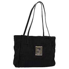 Fendi-FENDI Zucca Canvas Tote Bag Black Auth 55033-Black