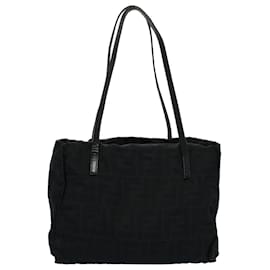 Fendi-FENDI Zucca Canvas Tote Bag Black Auth 55033-Black