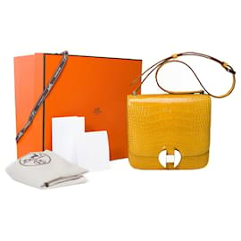 Hermès-Hermes bag 2002 in Yellow Exotic Leathers - 101507-Yellow
