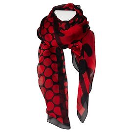 Dries van Noten, sciarpa in seta trasparente a pois Nero Rosso
