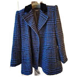 Jaqueta Givenchy Houndstooth de Lã Azul e Preta Preto Azul