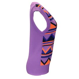 Autre Marque-Plan C Púrpura / Jersey de punto de algodón con cuello en V sin mangas de punto con estampado múltiple naranja-Púrpura