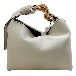 JW Anderson J.W. Bolsa Hobo de corrente pequena em couro branco Anderson Cru