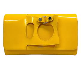 Autre Marque-Perrin Yellow Leather Paris Glove Clutch-Yellow