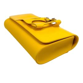 Autre Marque-Bolso de mano tipo guante Paris de cuero amarillo Perrin-Amarillo