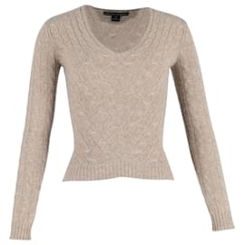 Ralph Lauren-Ralph Lauren V-Neck Knitted Sweater in Beige Cashmere-Beige