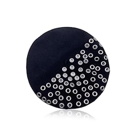 Christian Dior-Black Wool Grommets Eyelets French Beret Hat-Black