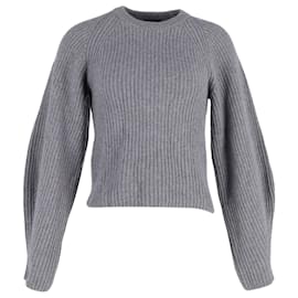 Theory-Pull Theory Crewneck en laine mérinos grise-Gris