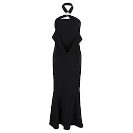Diane Von Furstenberg-Diane von Furstenberg Halter Gown in Black Polyester-Black