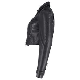 Burberry Cropped Biker Jacket in Black Leather Black