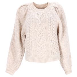 Isabel Marant Etoile Isabel Marant Étoile Zopfstrickpullover mit Rundhalsausschnitt aus beiger Wolle Beige