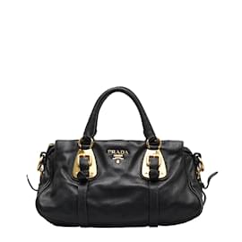 Prada-Leather Belted Handbag  BN1904-Black
