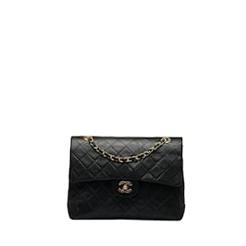 Chanel-Medium Classic Matelasse lined Flap Shoulder Bag-Black