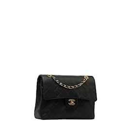 Chanel-Medium Classic Matelasse lined Flap Shoulder Bag-Black