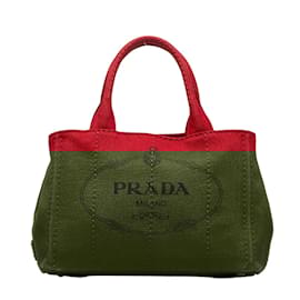 Prada-Canapa Logo Handbag 1BG439-Red