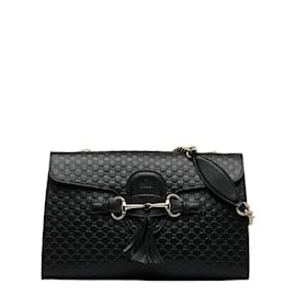 Gucci-Microguccissima Leather Large Emily Bag 449635-Black