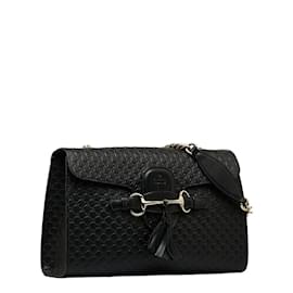 Gucci-Microguccissima Leather Large Emily Bag 449635-Black