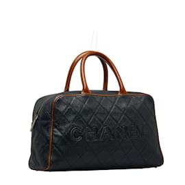 Chanel-Quilted Caviar Bowling Bag-Black