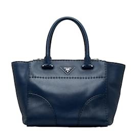Prada-City Calf Twin Pocket Tote B2861K-Blue