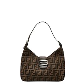 Fendi-Zucca Canvas Hobo Bag 26569-Brown