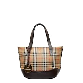 Burberry-Haymarket Check Tote Bag-Brown