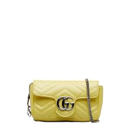 Gucci-Super Mini GG Marmont Matelasse Crossbody Bag 476433-Yellow