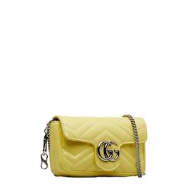 Gucci-Super Mini GG Marmont Matelasse Crossbody Bag 476433-Yellow
