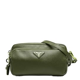 Prada-Saffiano Lux lined Zip Crossbody Bag-Red