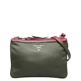 Prada-Tessuto lined Zip Crossbody Bag-Red