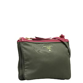 Prada-Tessuto lined Zip Crossbody Bag-Red