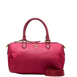 Prada Bolso Bauletto Convertible Tessuto Rosa