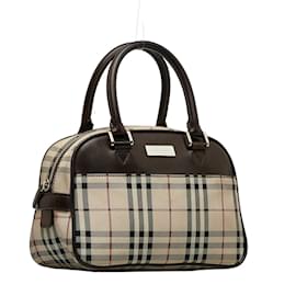 Burberry-House Check Canvas & Leather Handbag-Brown