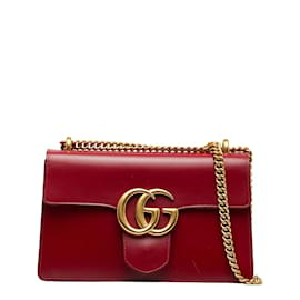 Gucci-GG Marmont Umhängetasche mit Kette  431777-Rot