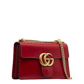 Gucci-Sac porté épaule à chaîne GG Marmont  431777-Rouge
