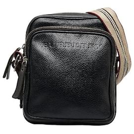 Burberry-Leather Crossbody Bag-Black