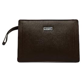 Burberry-Leather Clutch Bag-Brown