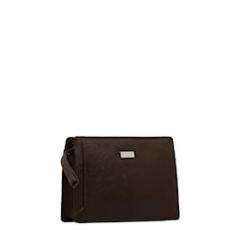 Burberry-Leather Clutch Bag-Brown