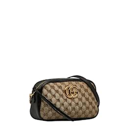 Gucci-GG Canvas Small GG Marmont Crossbody Bag 447632-Brown