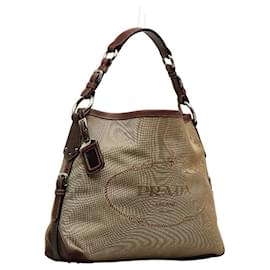 Prada-Canapa Logo Shoulder Bag-Brown
