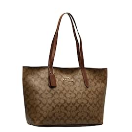 Coach-Signature Canvas Avenue Tote Bag F67108-Brown
