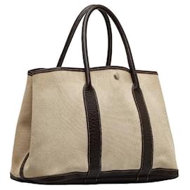 Hermès-Toile Garden Party PM-Brown