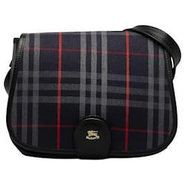 Burberry-Check Canvas Crossbody Bag-Black