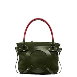 Salvatore Ferragamo-Suede Gancini Handbag AU-21 5825-Red