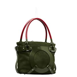 Salvatore Ferragamo-Suede Gancini Handbag AU-21 5825-Red