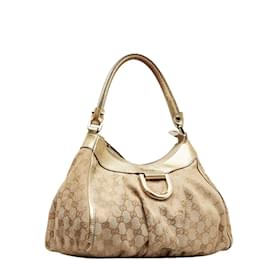 Gucci-GG Canvas Abbey D-Ring Shoulder Bag 190525-Brown