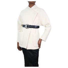 Ba&Sh Cremefarbene Wolljacke mit Gürtel – Größe XS Roh