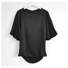 Autre Marque Les Heroines satin open back blouse Black