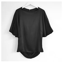 Autre Marque-Les Heroines satin open back blouse-Black